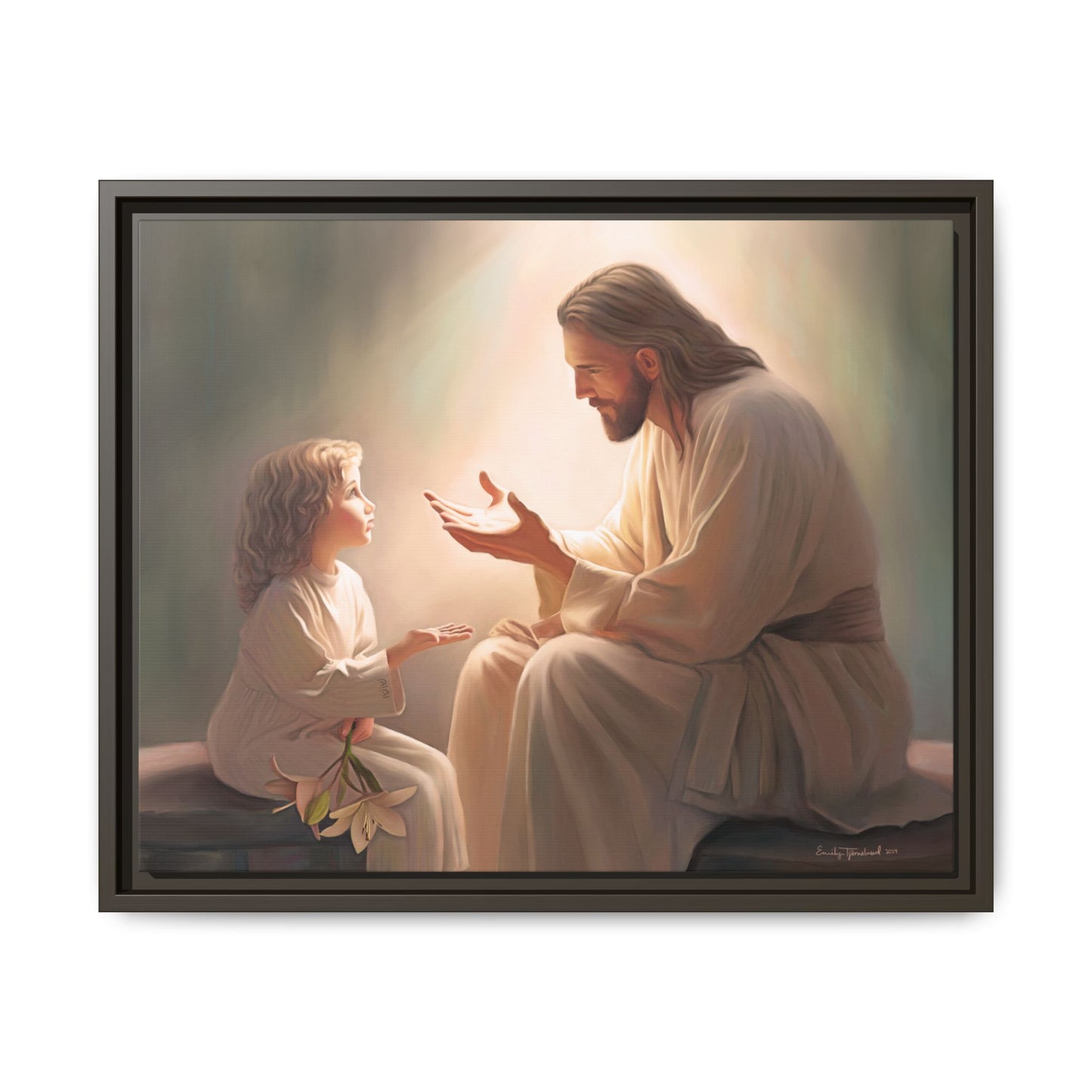You Are The Light Fine Art Canvas Print, Framed, Picture of Jesus, Christian Gift, Christian Art, Jesus Christ Art with Child, Framed
