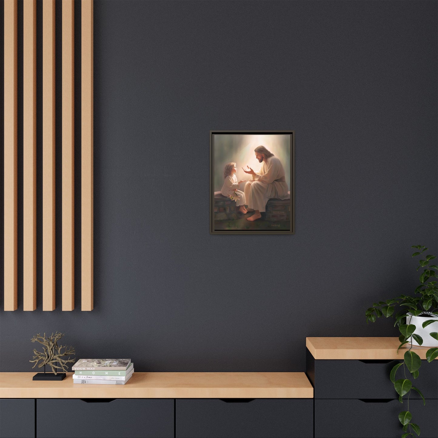 We are His Children, Fine Art Framed Canvas Print, Picture of Jesus, Jesus with a Child, Christian Gift, Christian Art, Jesus Christ Art with Child
