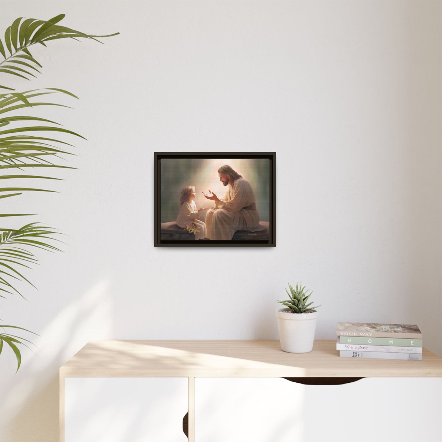We are His Children, Fine Art Framed Canvas Print, Picture of Jesus, Jesus with a Child, Christian Gift, Christian Art, Jesus Christ Art with Child