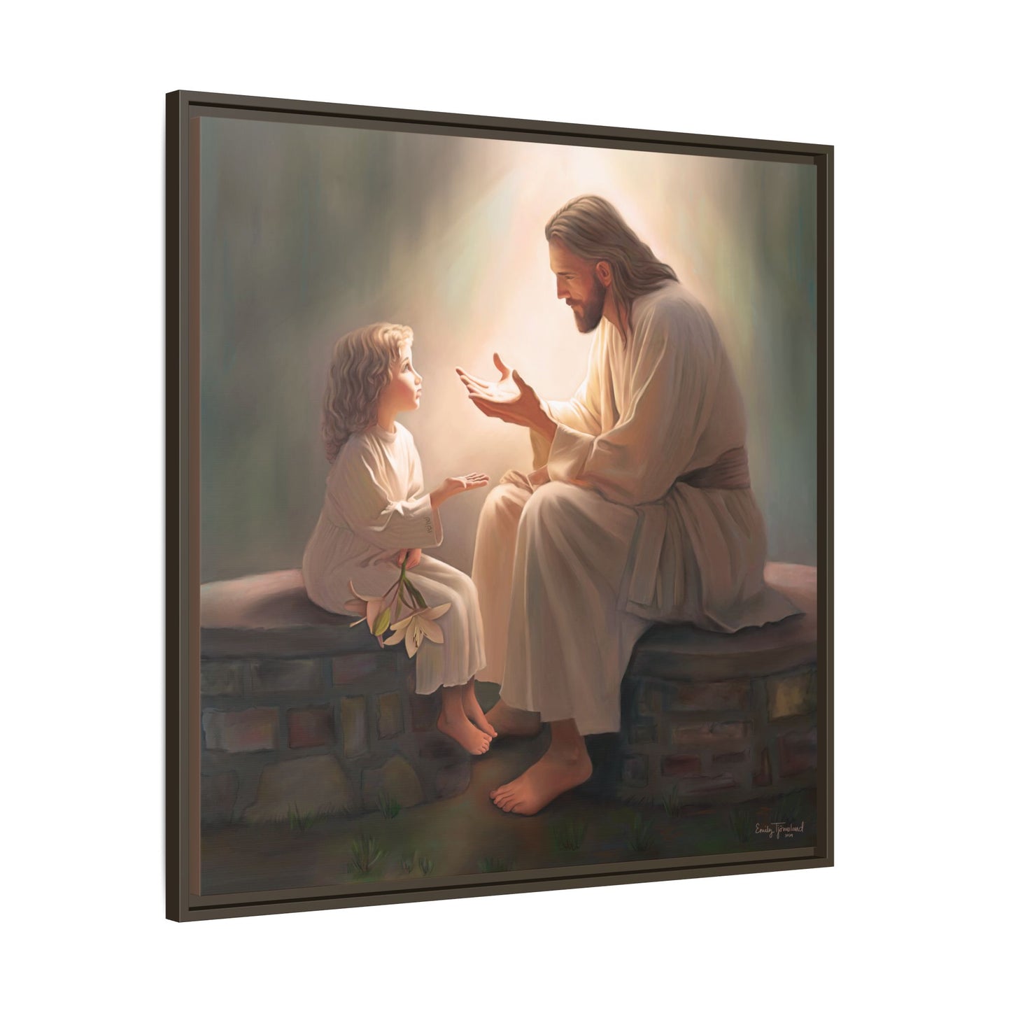 We are His Children, Fine Art Framed Canvas Print, Picture of Jesus, Jesus with a Child, Christian Gift, Christian Art, Jesus Christ Art with Child