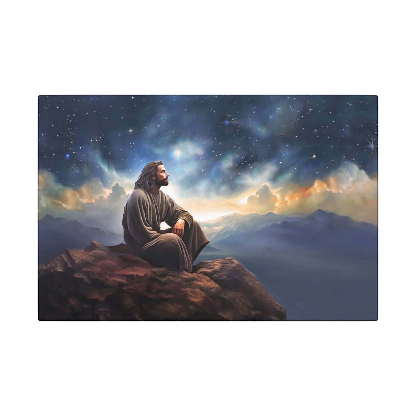 Jesus With The Stars, Fine Art Canvas Print, many sizes, Canvas, Christian Gift, Christian art, Missionary Gift