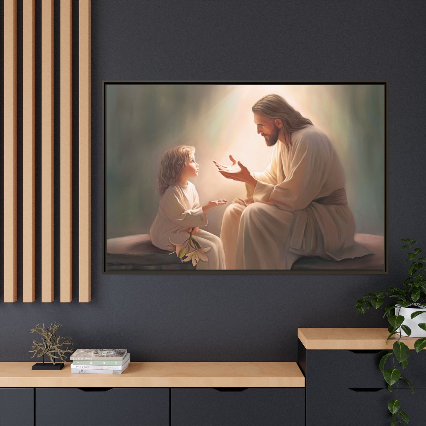 You Are The Light Fine Art Canvas Print, Framed, Picture of Jesus, Christian Gift, Christian Art, Jesus Christ Art with Child, Framed