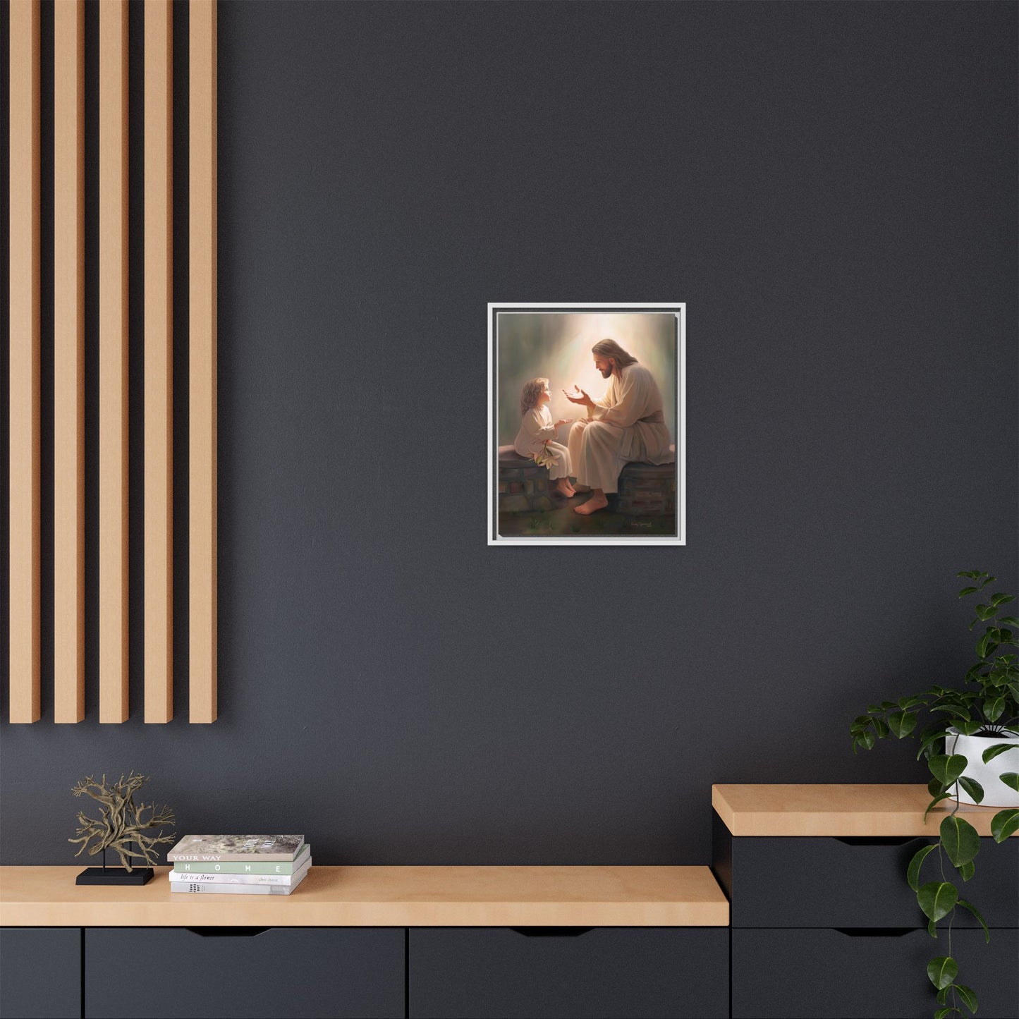 We are His Children, Fine Art Framed Canvas Print, Picture of Jesus, Jesus with a Child, Christian Gift, Christian Art, Jesus Christ Art with Child