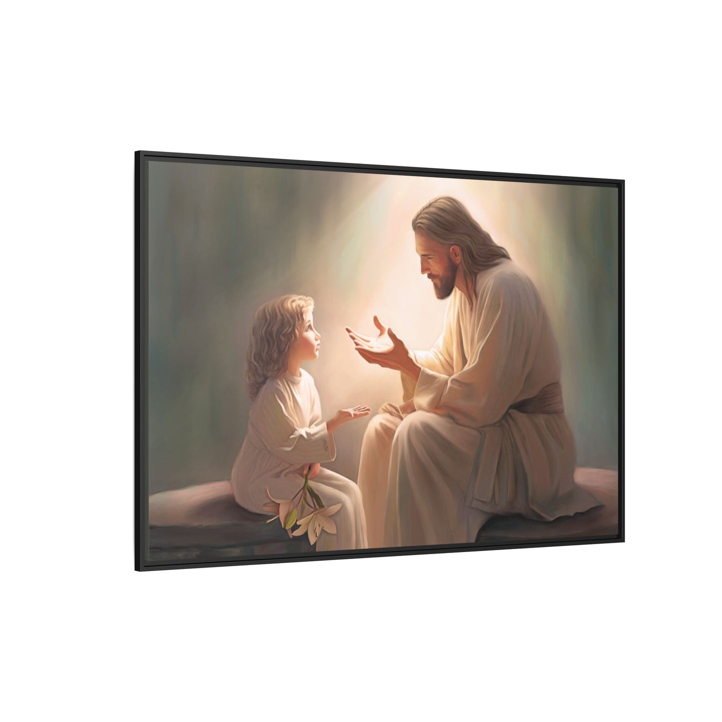 You Are The Light Fine Art Canvas Print, Framed, Picture of Jesus, Christian Gift, Christian Art, Jesus Christ Art with Child, Framed