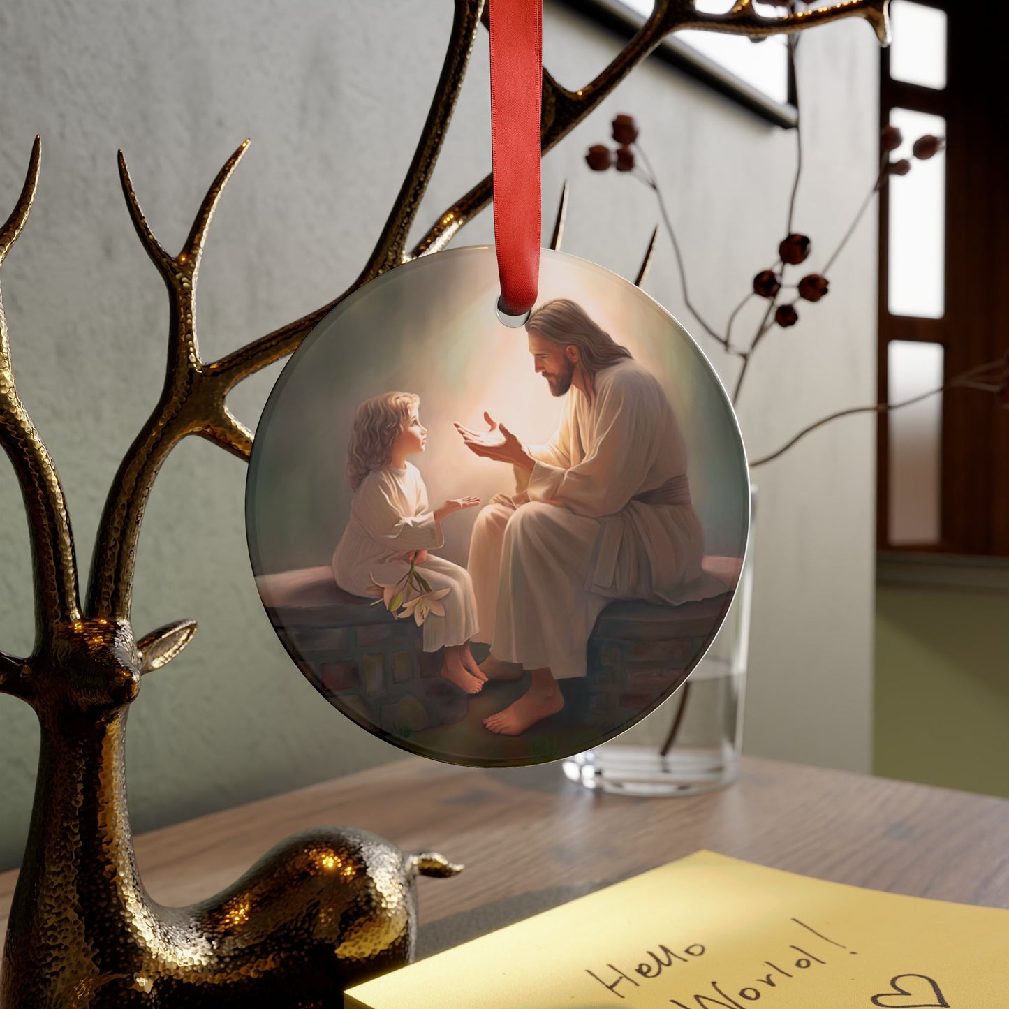 You Are The Light, fun and beautiful and touching Acrylic Jesus Ornament with Ribbon, Christmas Ornament