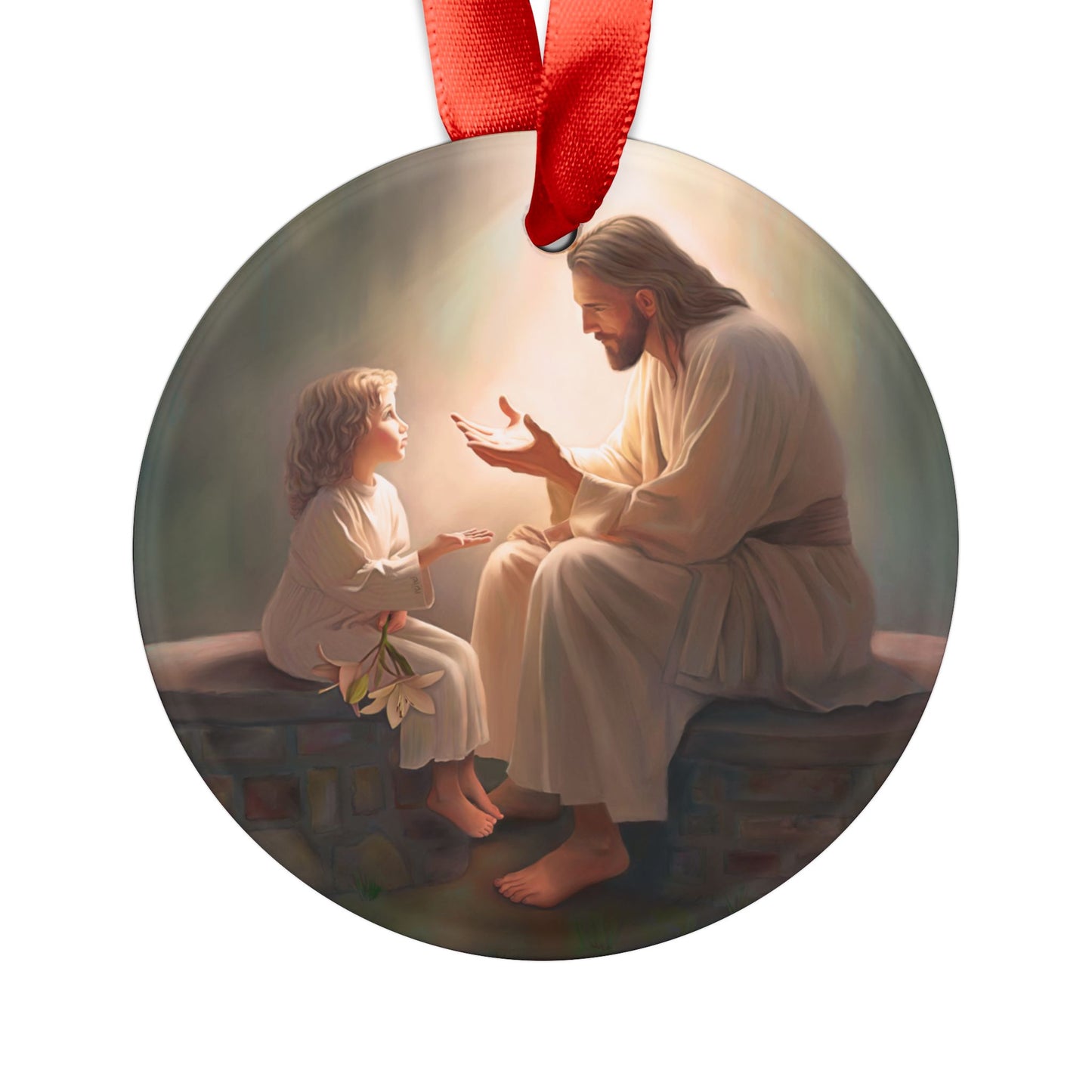 You Are The Light, fun and beautiful and touching Acrylic Jesus Ornament with Ribbon, Christmas Ornament