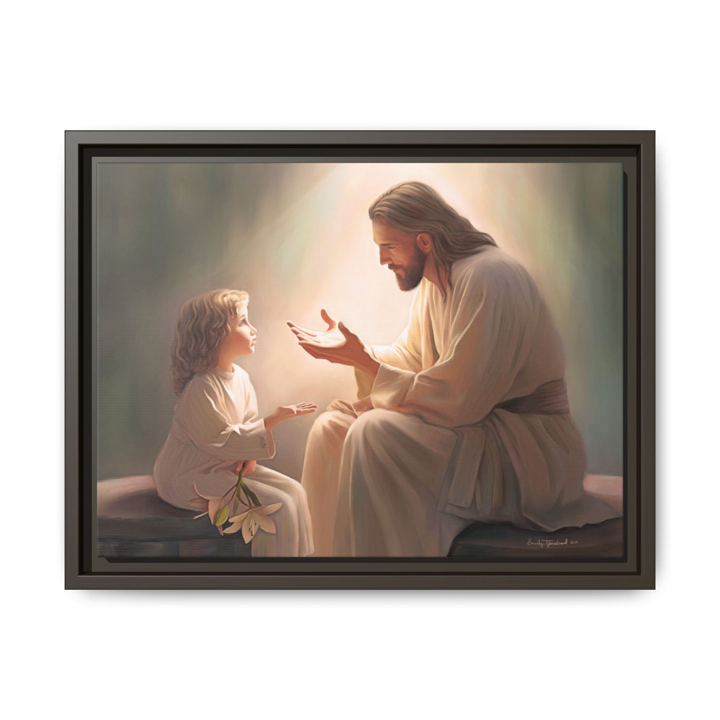 You Are The Light Fine Art Canvas Print, Framed, Picture of Jesus, Christian Gift, Christian Art, Jesus Christ Art with Child, Framed