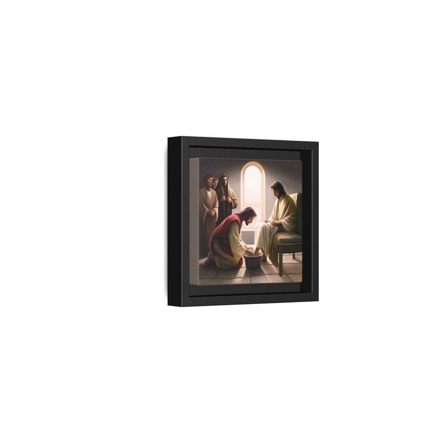 Jesus Washing Feet, Framed Canvas Print Art, Christ Washing Disciple's Feet, Christian Gift, Jesus Christ Serving Others, many sizes available