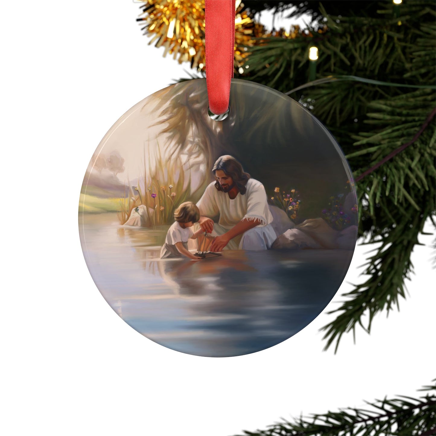 We Are His Children, Acrylic Ornament with Ribbon, Jesus Christ Ornament, Gift for Her, Gift for Him, Christmas Gift, Christmas Wrapping Ornament