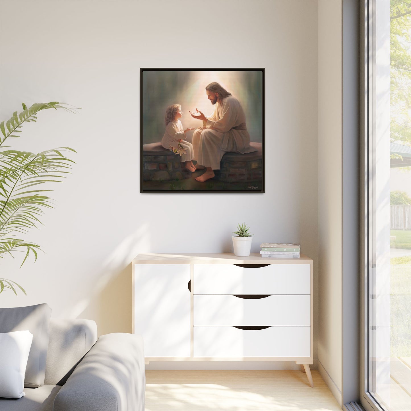 You Are The Light Fine Art Canvas Print, Framed, Picture of Jesus, Christian Gift, Christian Art, Jesus Christ Art with Child, Framed