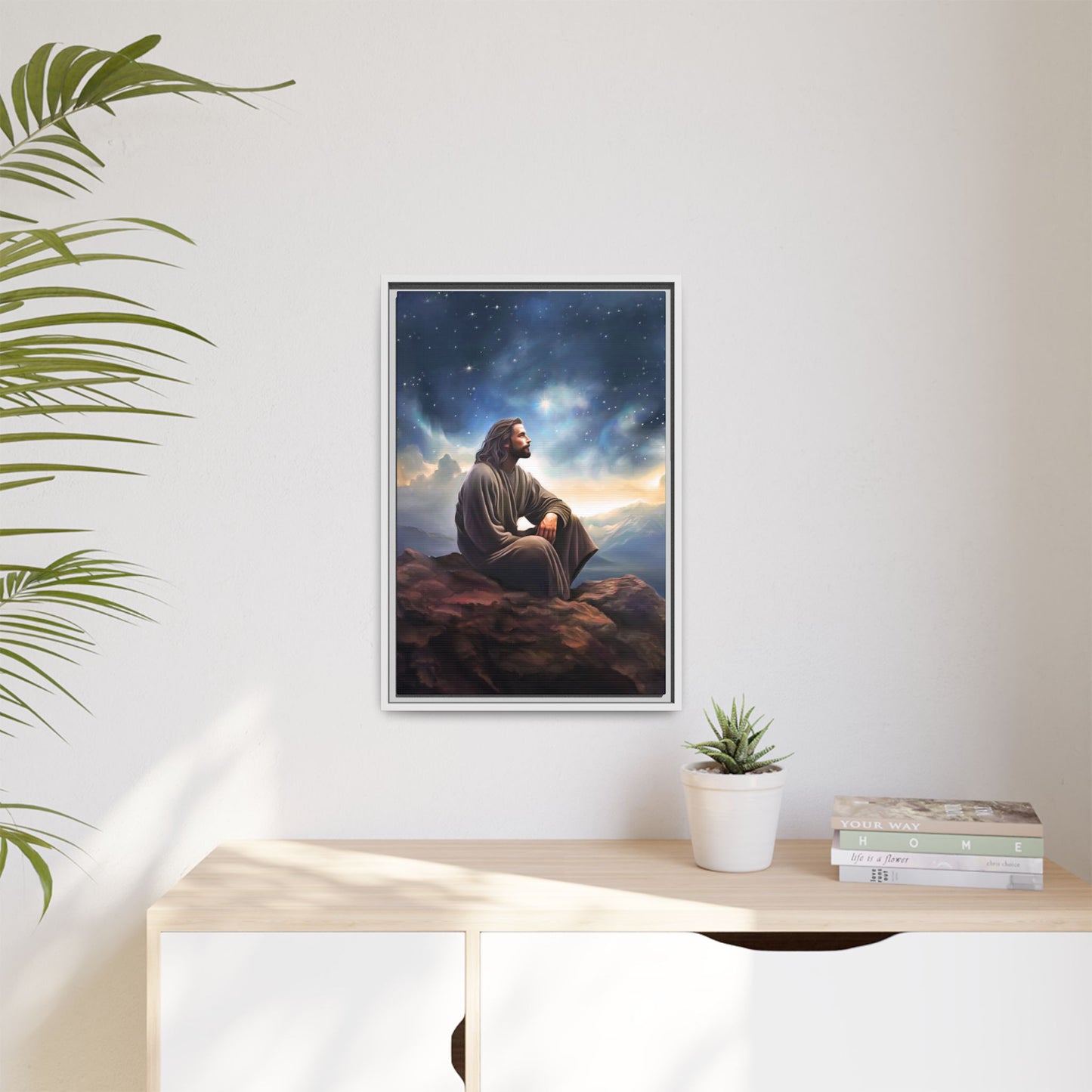 Jesus With The Stars, Framed Fine Art Canvas Print of Handmade Art, many sizes, Christian Art, Christian Gifts