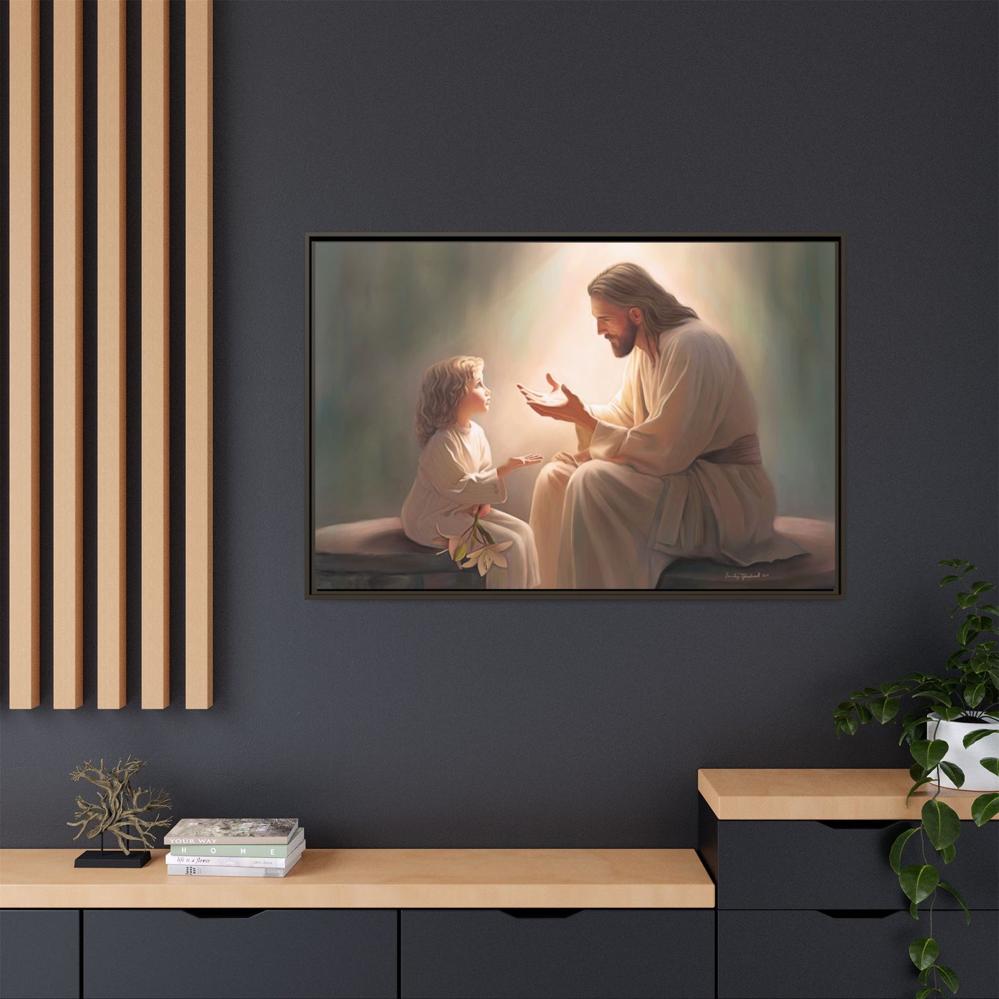 You Are The Light Fine Art Canvas Print, Framed, Picture of Jesus, Christian Gift, Christian Art, Jesus Christ Art with Child, Framed