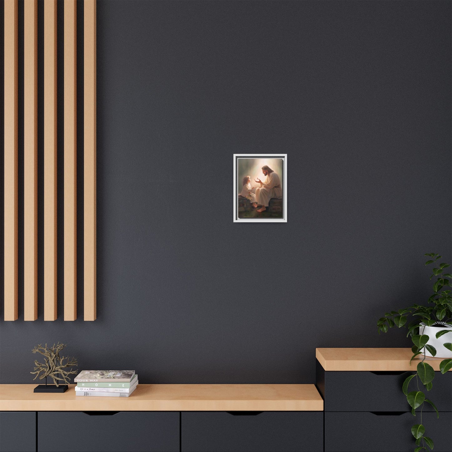 We are His Children, Fine Art Framed Canvas Print, Picture of Jesus, Jesus with a Child, Christian Gift, Christian Art, Jesus Christ Art with Child