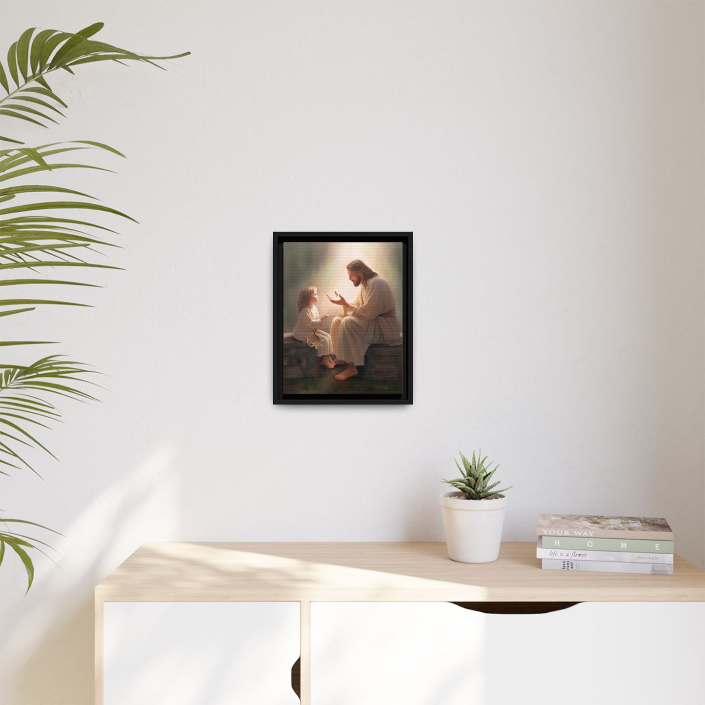 We are His Children, Fine Art Framed Canvas Print, Picture of Jesus, Jesus with a Child, Christian Gift, Christian Art, Jesus Christ Art with Child