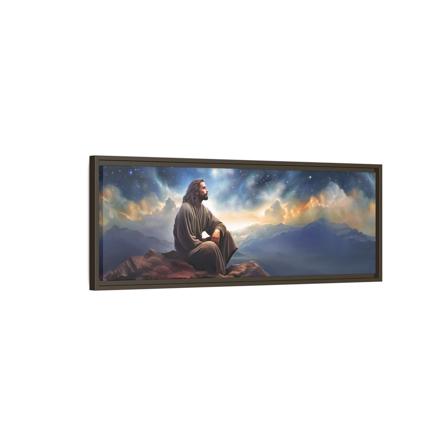Jesus With The Stars, Framed Fine Art Canvas Print of Handmade Art, many sizes, Christian Art, Christian Gifts