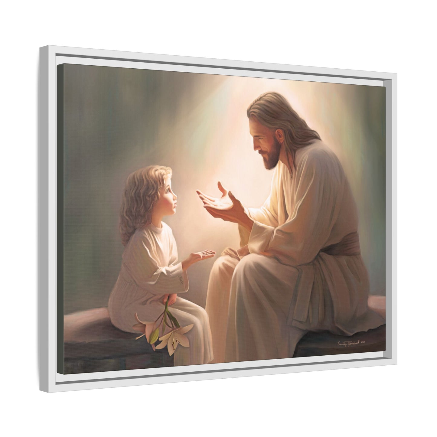 You Are The Light Fine Art Canvas Print, Framed, Picture of Jesus, Christian Gift, Christian Art, Jesus Christ Art with Child, Framed