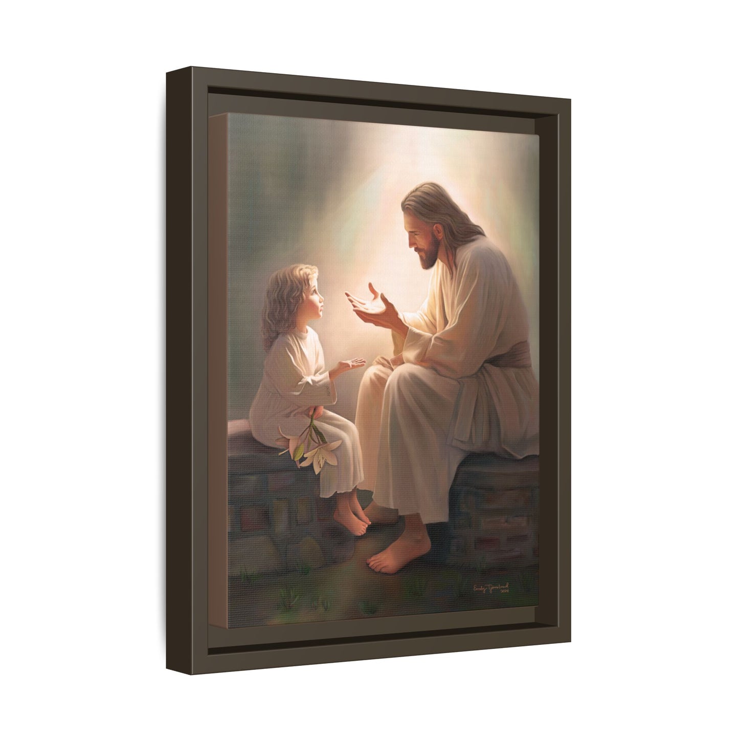 We are His Children, Fine Art Framed Canvas Print, Picture of Jesus, Jesus with a Child, Christian Gift, Christian Art, Jesus Christ Art with Child