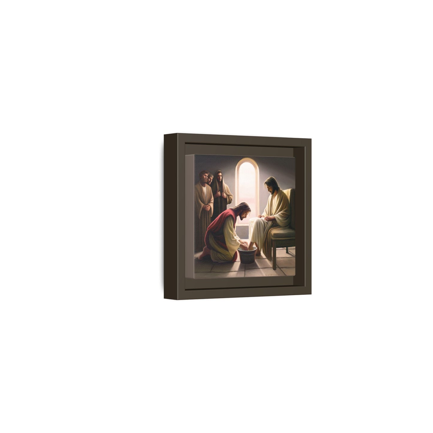 Jesus Washing Feet, Framed Canvas Print Art, Christ Washing Disciple's Feet, Christian Gift, Jesus Christ Serving Others, many sizes available