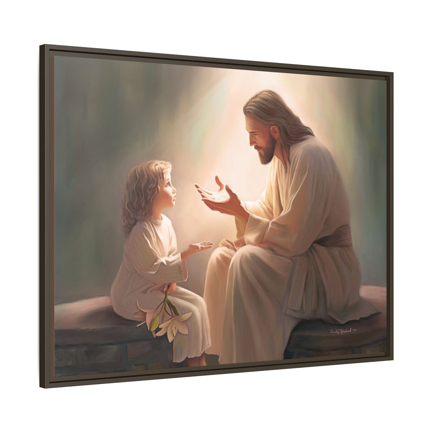 We are His Children, Fine Art Framed Canvas Print, Picture of Jesus, Jesus with a Child, Christian Gift, Christian Art, Jesus Christ Art with Child