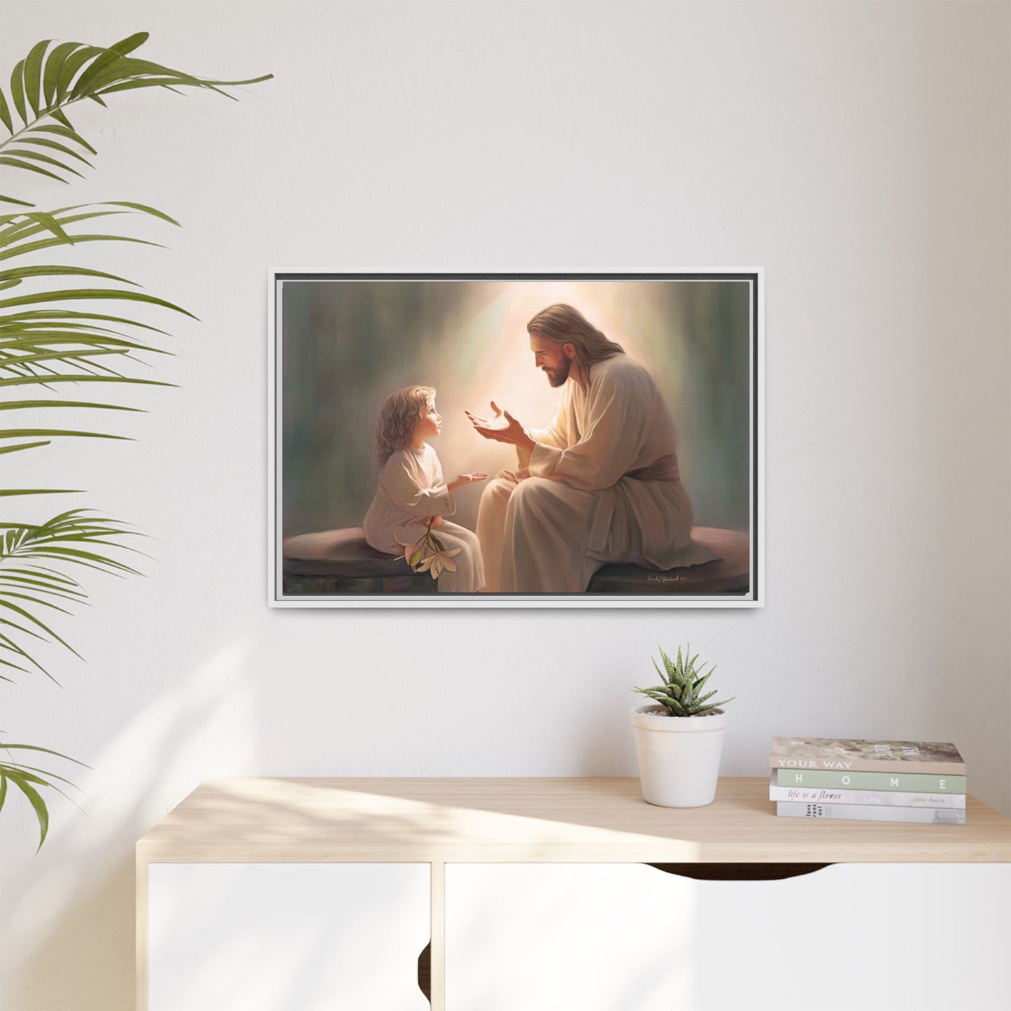 We are His Children, Fine Art Framed Canvas Print, Picture of Jesus, Jesus with a Child, Christian Gift, Christian Art, Jesus Christ Art with Child