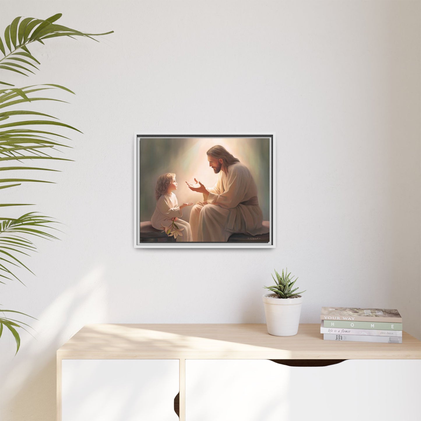 You Are The Light Fine Art Canvas Print, Framed, Picture of Jesus, Christian Gift, Christian Art, Jesus Christ Art with Child, Framed