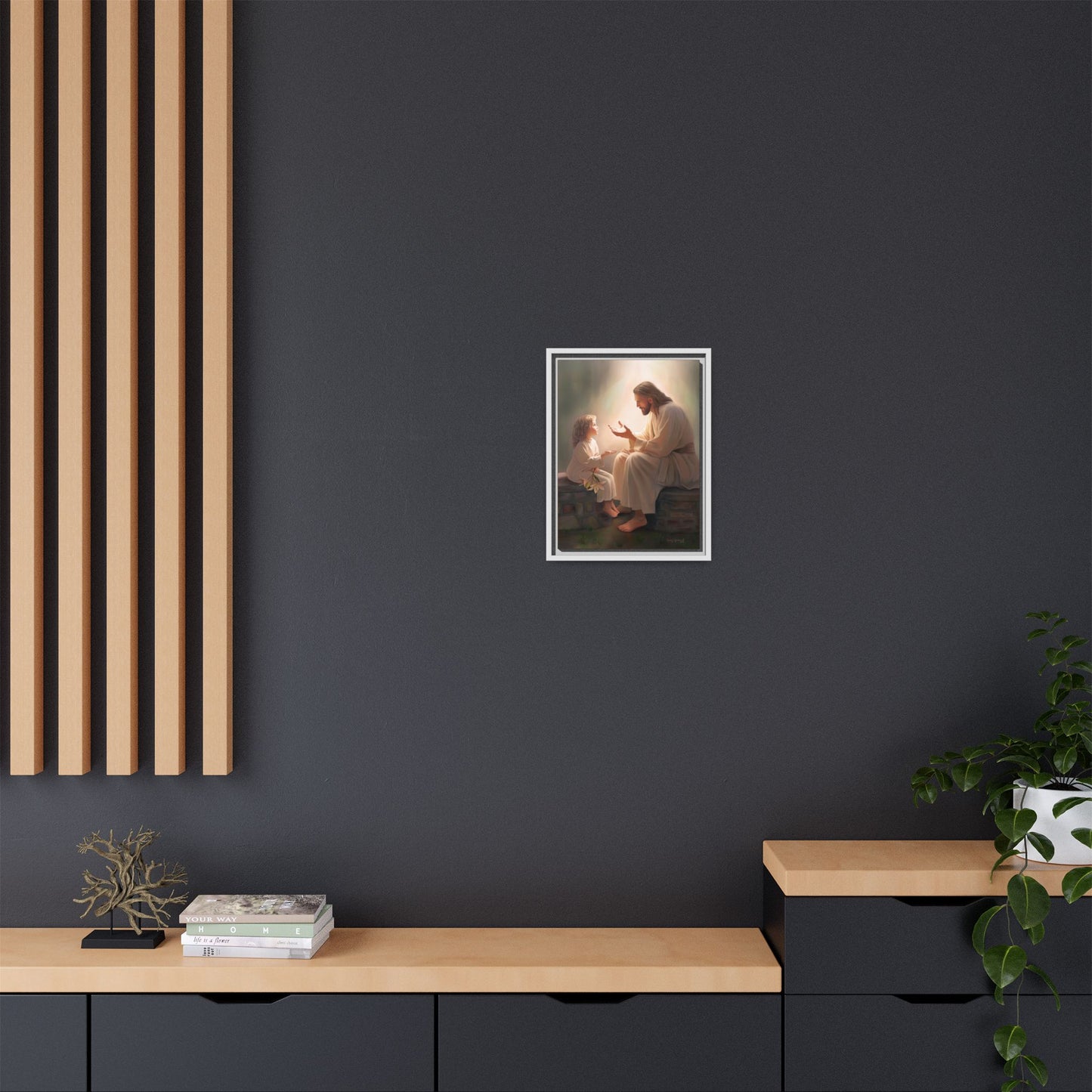 We are His Children, Fine Art Framed Canvas Print, Picture of Jesus, Jesus with a Child, Christian Gift, Christian Art, Jesus Christ Art with Child