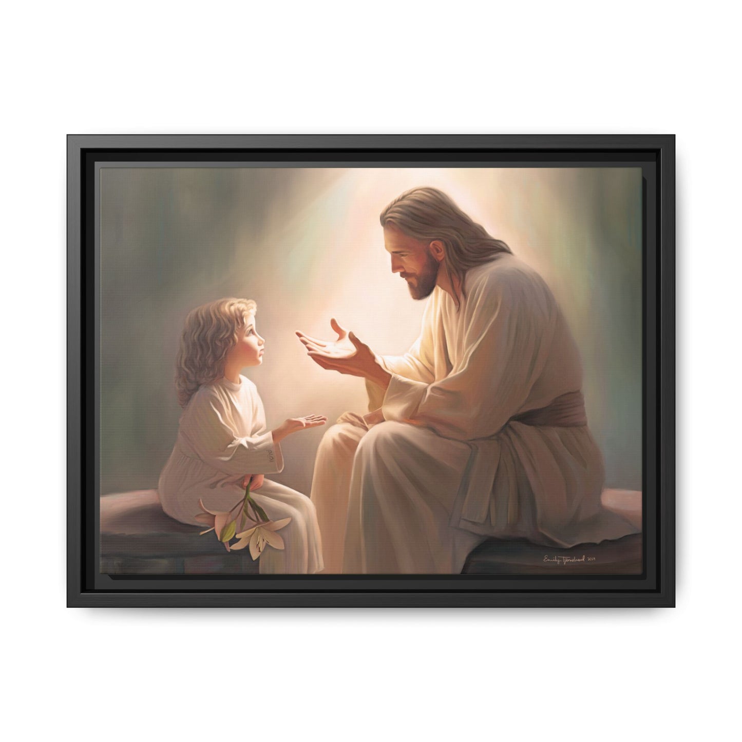 You Are The Light Fine Art Canvas Print, Framed, Picture of Jesus, Christian Gift, Christian Art, Jesus Christ Art with Child, Framed