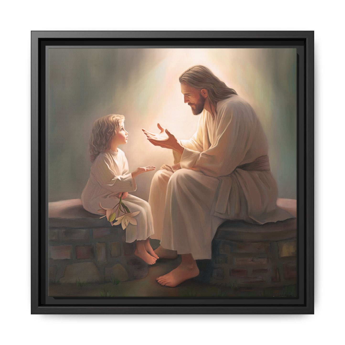 You Are The Light Fine Art Canvas Print, Framed, Picture of Jesus, Christian Gift, Christian Art, Jesus Christ Art with Child, Framed
