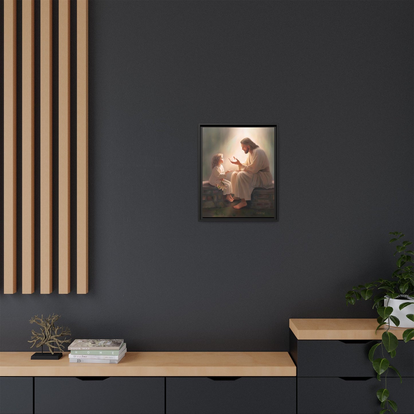 We are His Children, Fine Art Framed Canvas Print, Picture of Jesus, Jesus with a Child, Christian Gift, Christian Art, Jesus Christ Art with Child