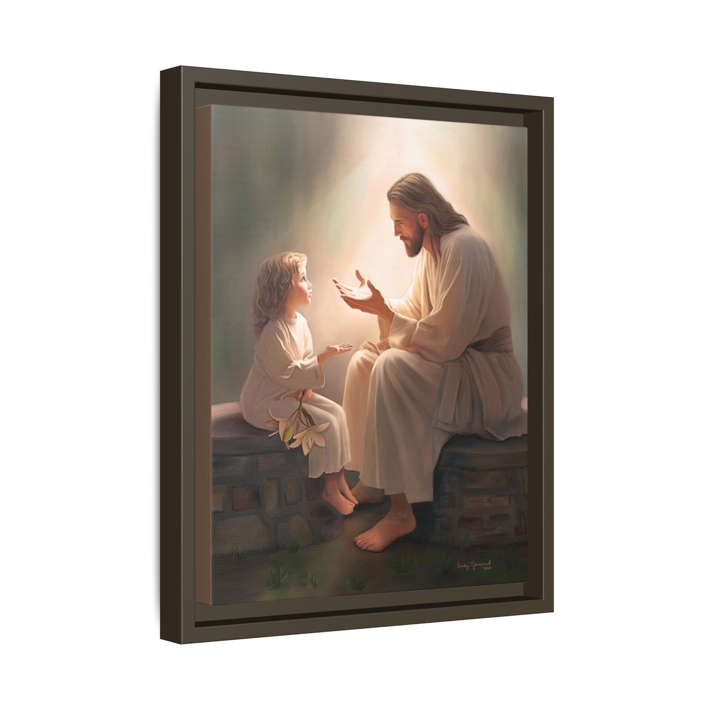 We are His Children, Fine Art Framed Canvas Print, Picture of Jesus, Jesus with a Child, Christian Gift, Christian Art, Jesus Christ Art with Child