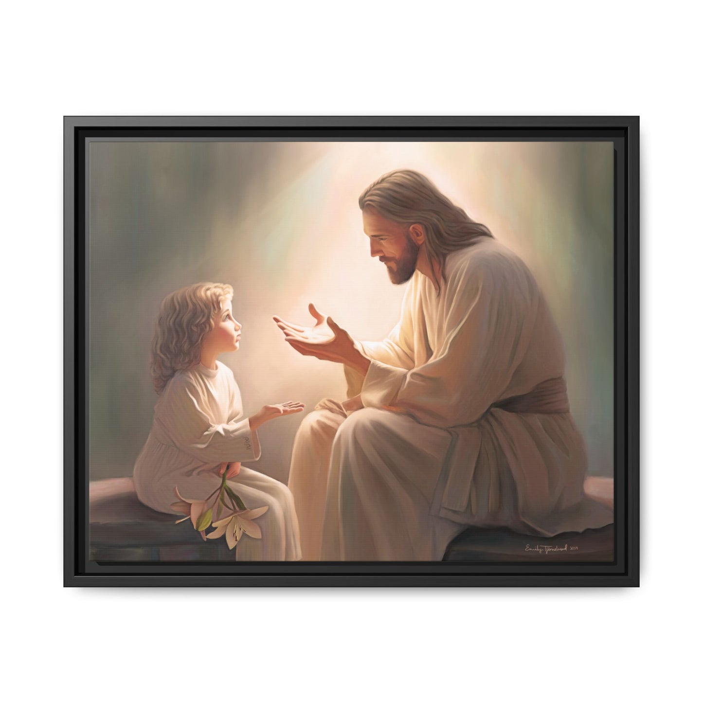 You Are The Light Fine Art Canvas Print, Framed, Picture of Jesus, Christian Gift, Christian Art, Jesus Christ Art with Child, Framed