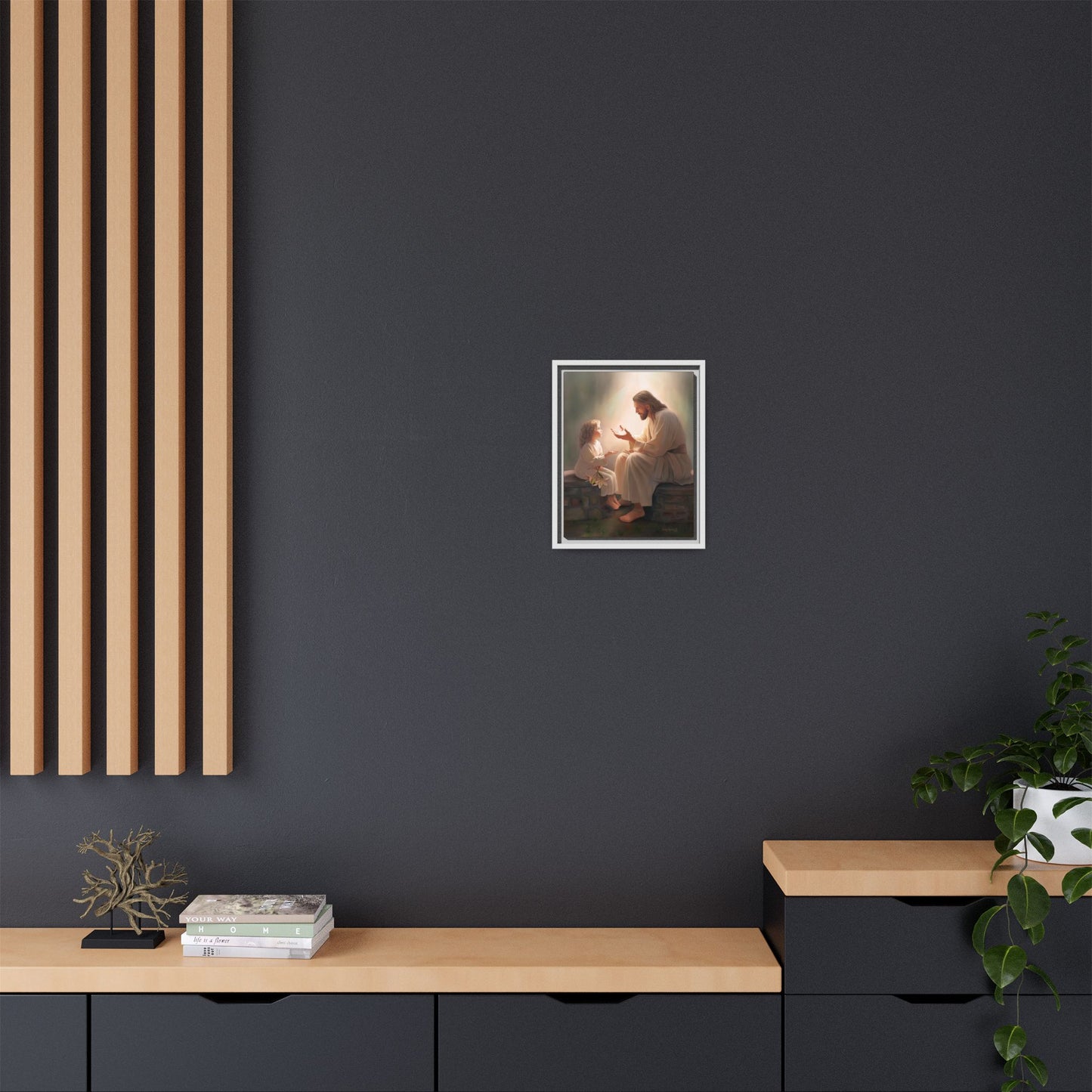 We are His Children, Fine Art Framed Canvas Print, Picture of Jesus, Jesus with a Child, Christian Gift, Christian Art, Jesus Christ Art with Child