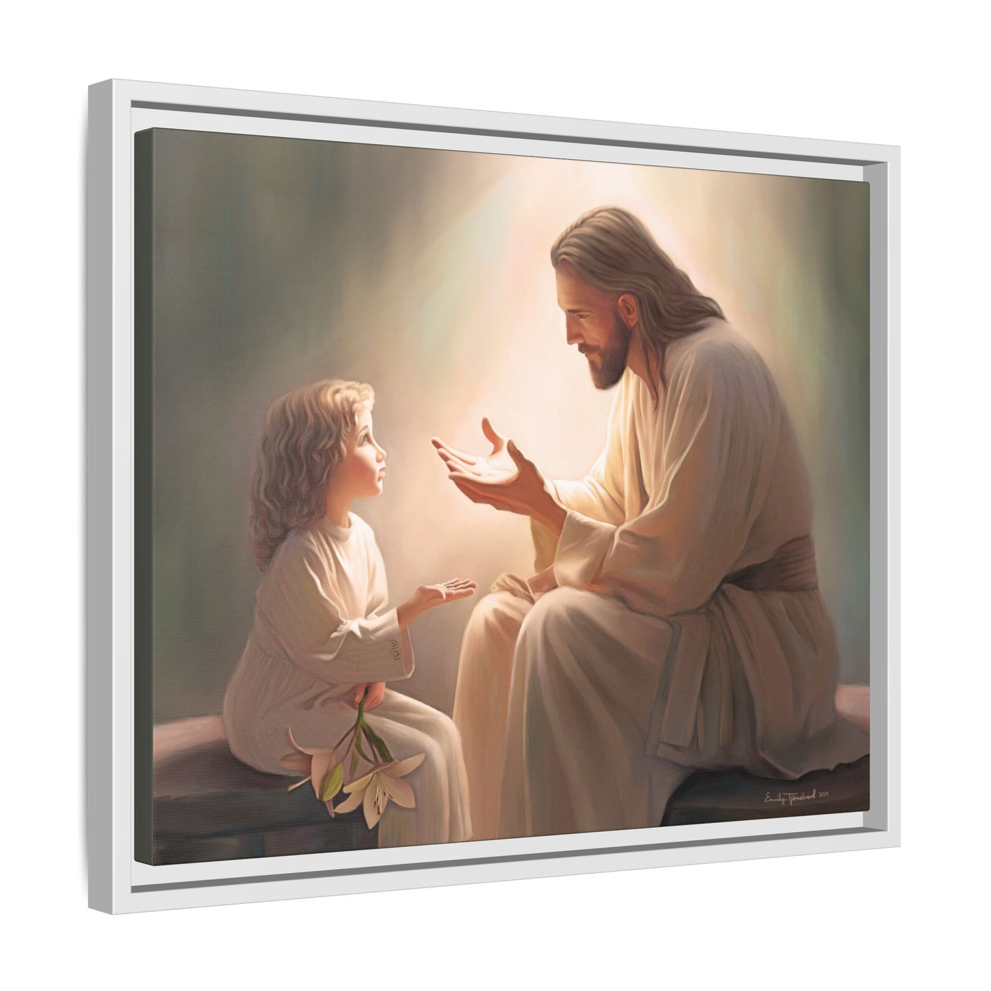 You Are The Light Fine Art Canvas Print, Framed, Picture of Jesus, Christian Gift, Christian Art, Jesus Christ Art with Child, Framed