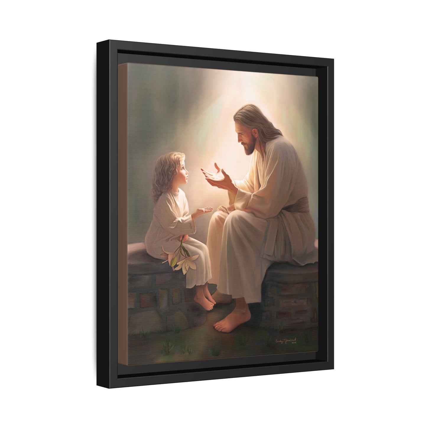 We are His Children, Fine Art Framed Canvas Print, Picture of Jesus, Jesus with a Child, Christian Gift, Christian Art, Jesus Christ Art with Child