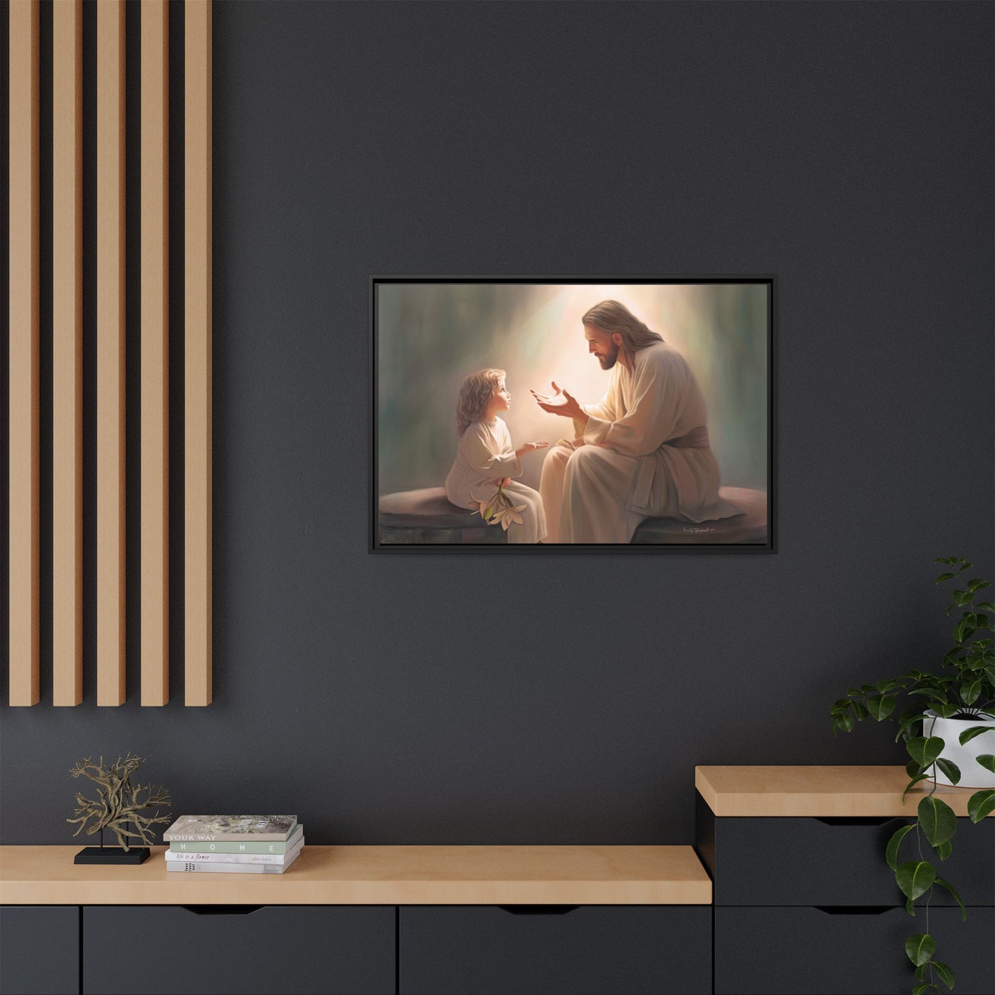 We are His Children, Fine Art Framed Canvas Print, Picture of Jesus, Jesus with a Child, Christian Gift, Christian Art, Jesus Christ Art with Child