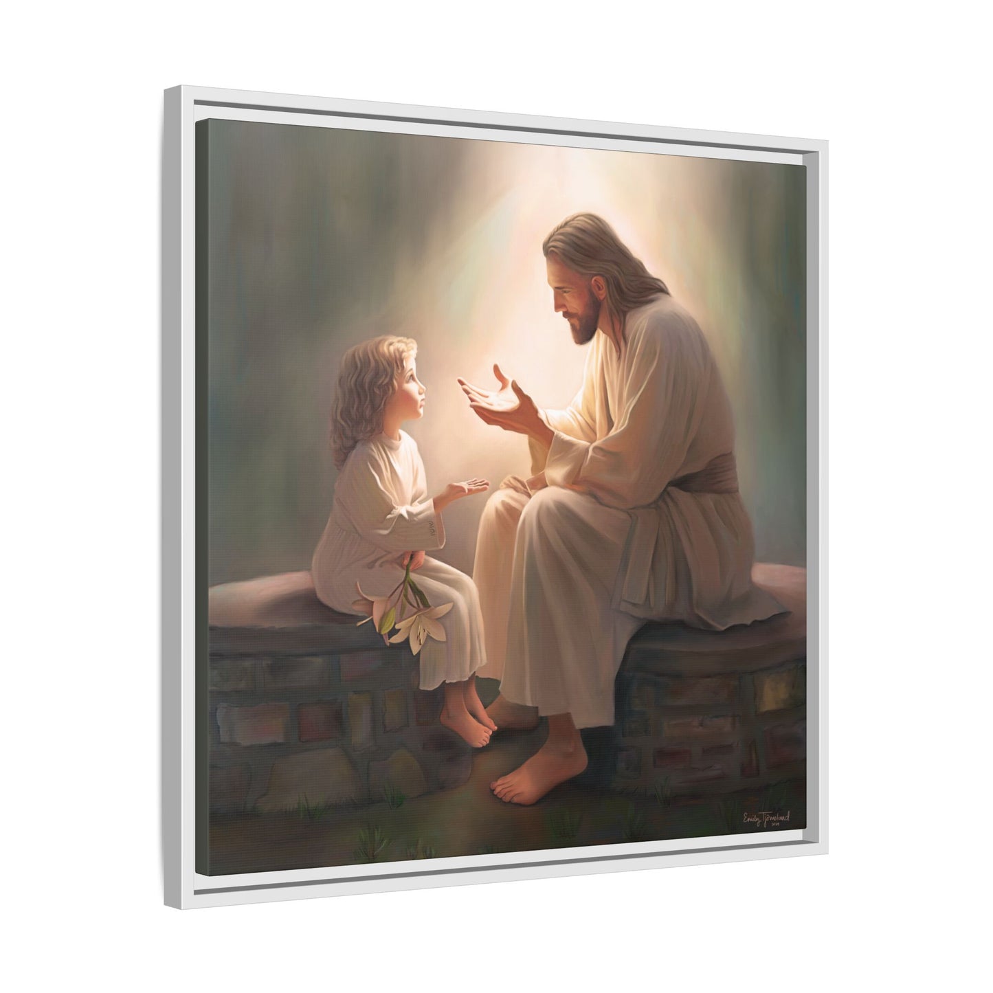 You Are The Light Fine Art Canvas Print, Framed, Picture of Jesus, Christian Gift, Christian Art, Jesus Christ Art with Child, Framed