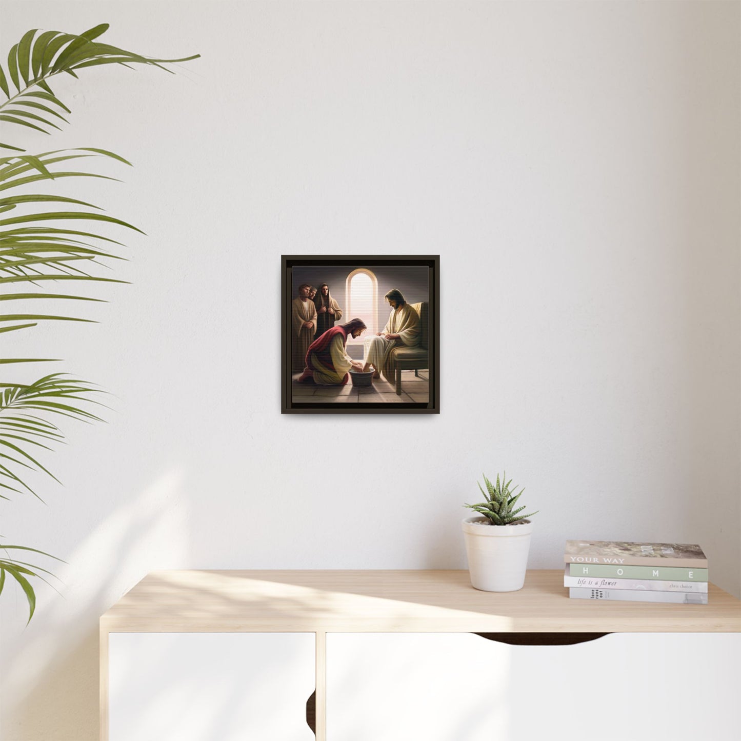 Jesus Washing Feet, Framed Canvas Print Art, Christ Washing Disciple's Feet, Christian Gift, Jesus Christ Serving Others, many sizes available