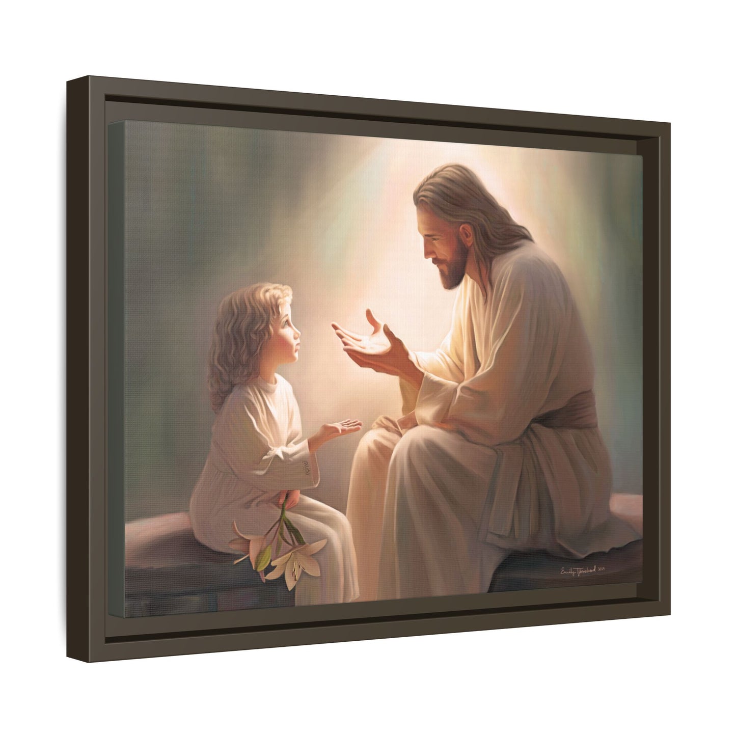 You Are The Light Fine Art Canvas Print, Framed, Picture of Jesus, Christian Gift, Christian Art, Jesus Christ Art with Child, Framed