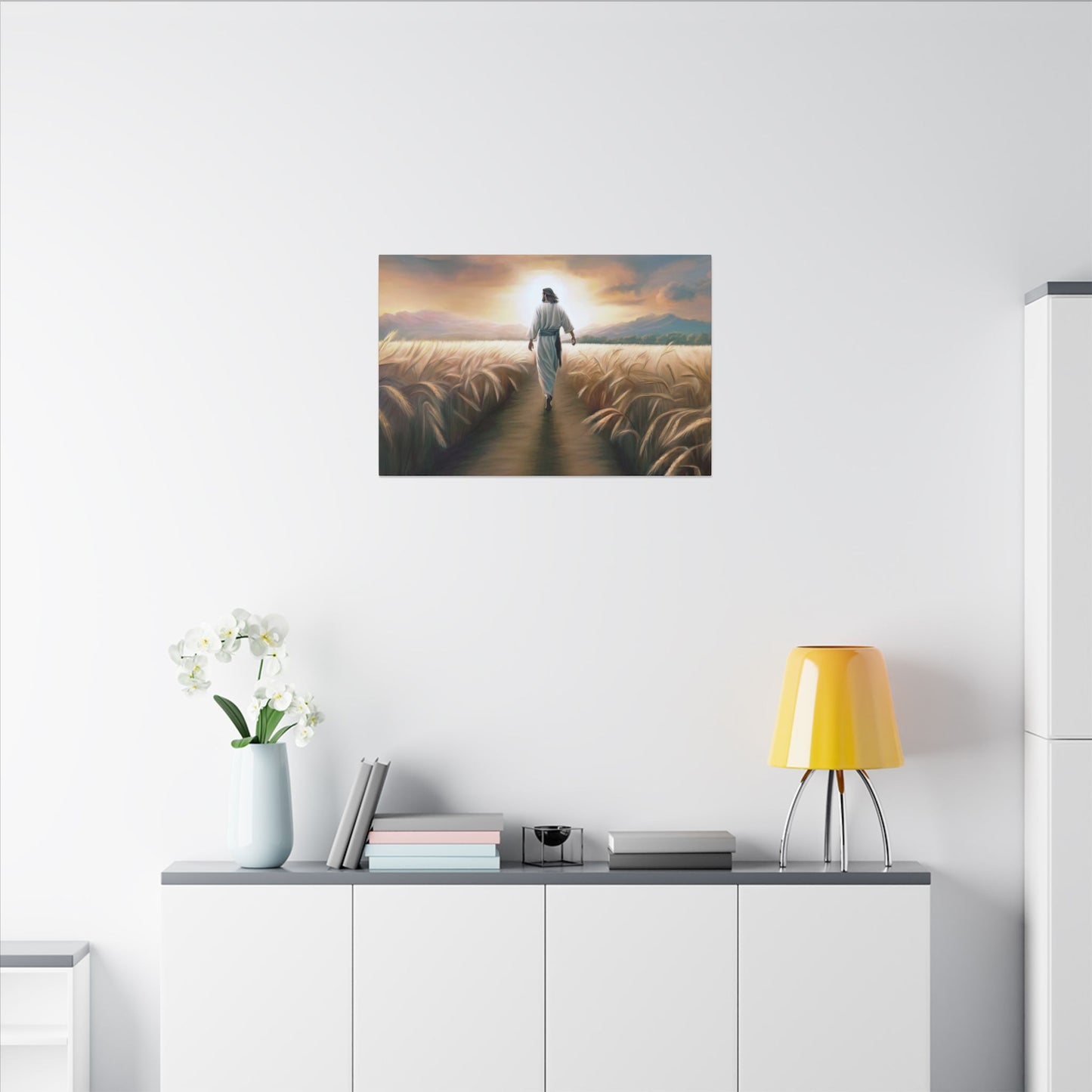 Called To Serve, Fine Art Canvas Print, Missionary Gift, many sizes, Jesus Christ walking through a wheat field, Christian Art