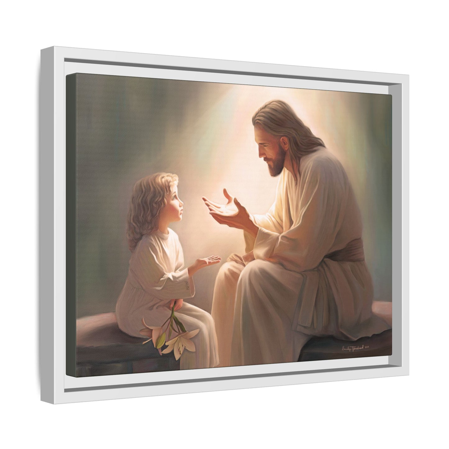 You Are The Light Fine Art Canvas Print, Framed, Picture of Jesus, Christian Gift, Christian Art, Jesus Christ Art with Child, Framed