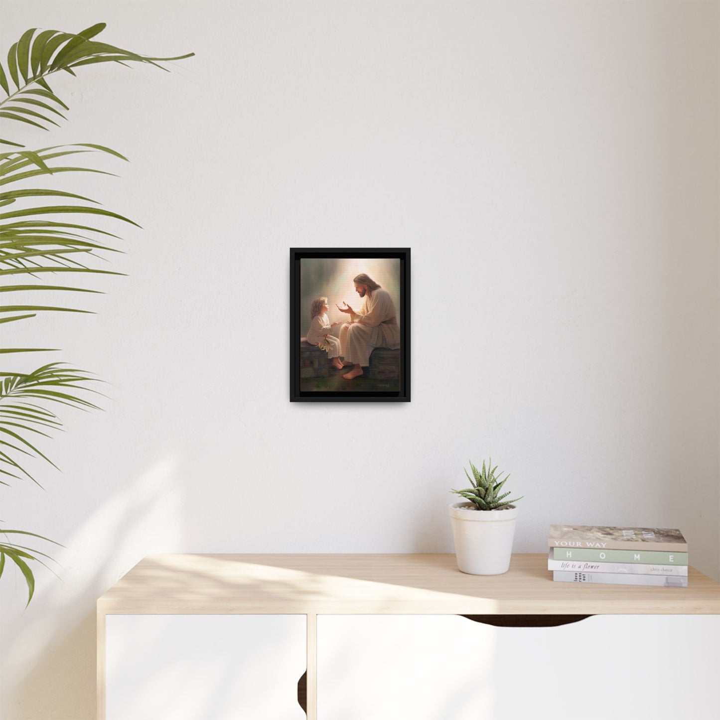 We are His Children, Fine Art Framed Canvas Print, Picture of Jesus, Jesus with a Child, Christian Gift, Christian Art, Jesus Christ Art with Child