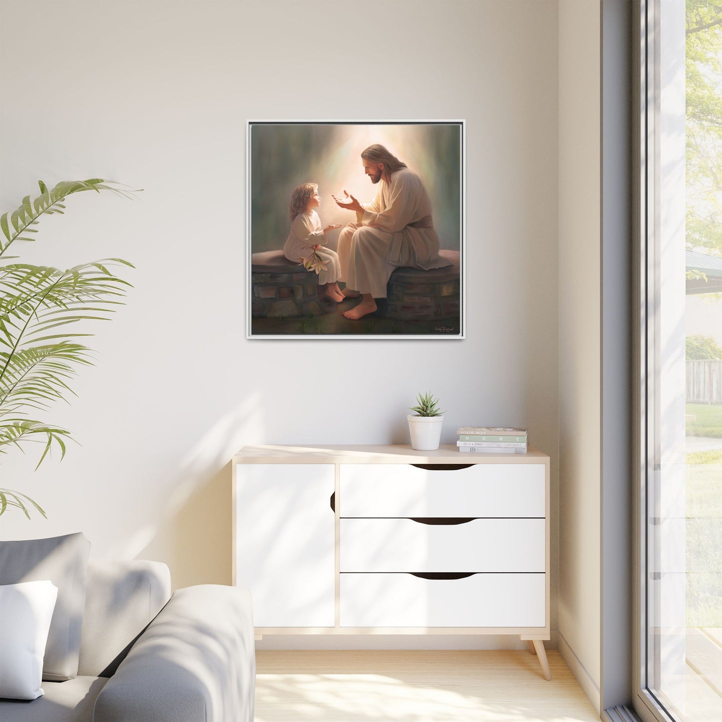 You Are The Light Fine Art Canvas Print, Framed, Picture of Jesus, Christian Gift, Christian Art, Jesus Christ Art with Child, Framed