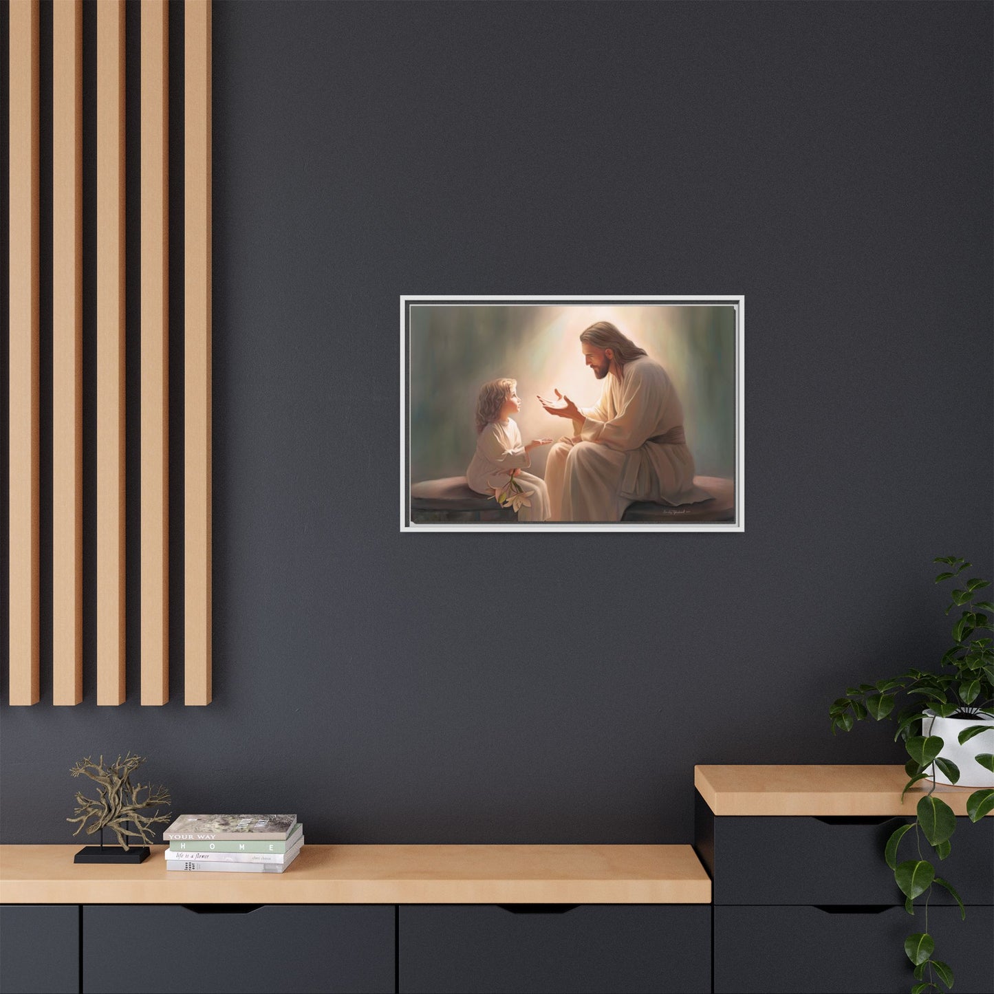 We are His Children, Fine Art Framed Canvas Print, Picture of Jesus, Jesus with a Child, Christian Gift, Christian Art, Jesus Christ Art with Child