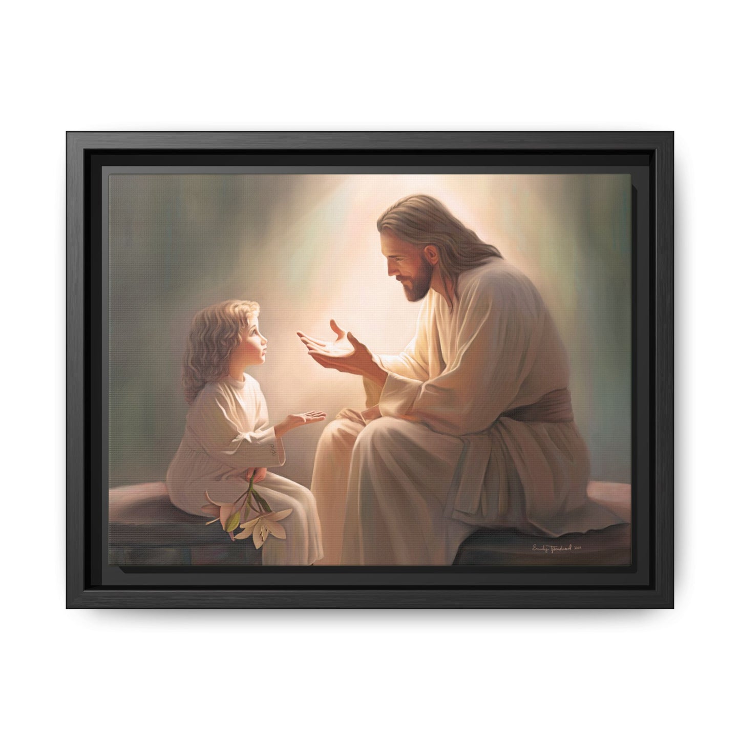 You Are The Light Fine Art Canvas Print, Framed, Picture of Jesus, Christian Gift, Christian Art, Jesus Christ Art with Child, Framed