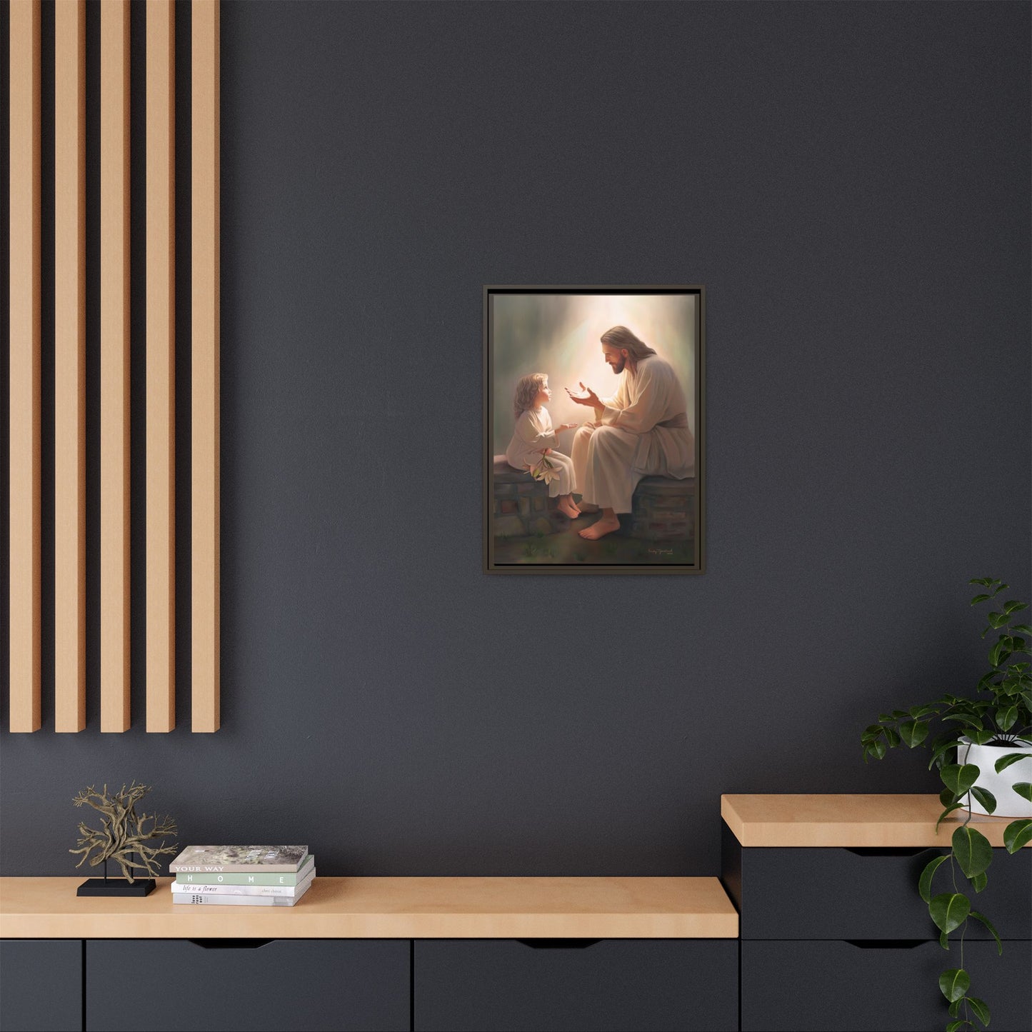 We are His Children, Fine Art Framed Canvas Print, Picture of Jesus, Jesus with a Child, Christian Gift, Christian Art, Jesus Christ Art with Child