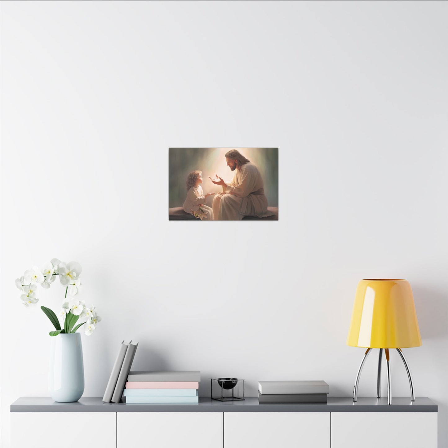 You Are The Light, fine art canvas print, Christian artwork, Jesus with a child, Jesus Christ with a little girl, Consider The Lillies