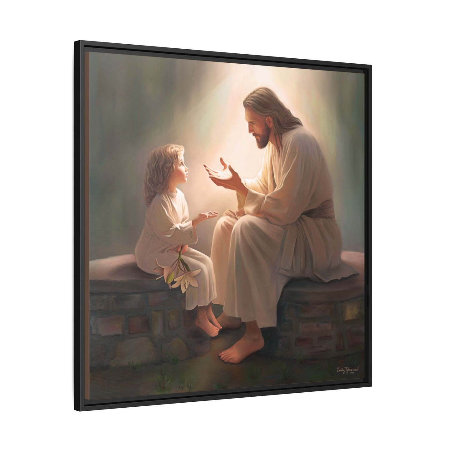 We are His Children, Fine Art Framed Canvas Print, Picture of Jesus, Jesus with a Child, Christian Gift, Christian Art, Jesus Christ Art with Child