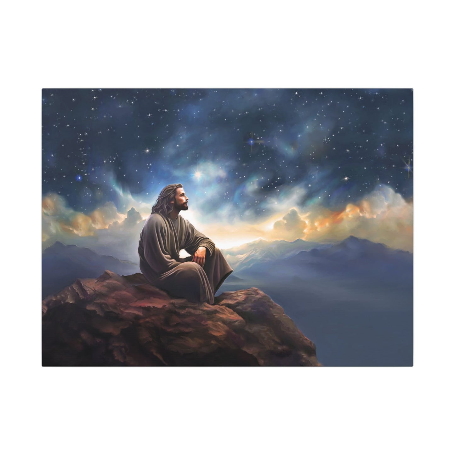 Jesus With The Stars, Fine Art Canvas Print, many sizes, Canvas, Christian Gift, Christian art, Missionary Gift