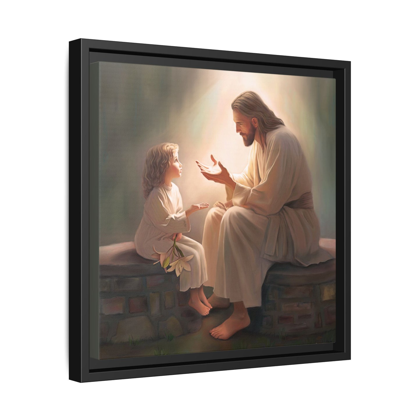 You Are The Light Fine Art Canvas Print, Framed, Picture of Jesus, Christian Gift, Christian Art, Jesus Christ Art with Child, Framed