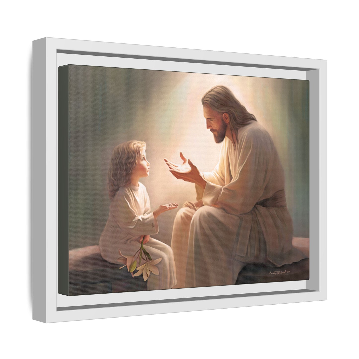 You Are The Light Fine Art Canvas Print, Framed, Picture of Jesus, Christian Gift, Christian Art, Jesus Christ Art with Child, Framed